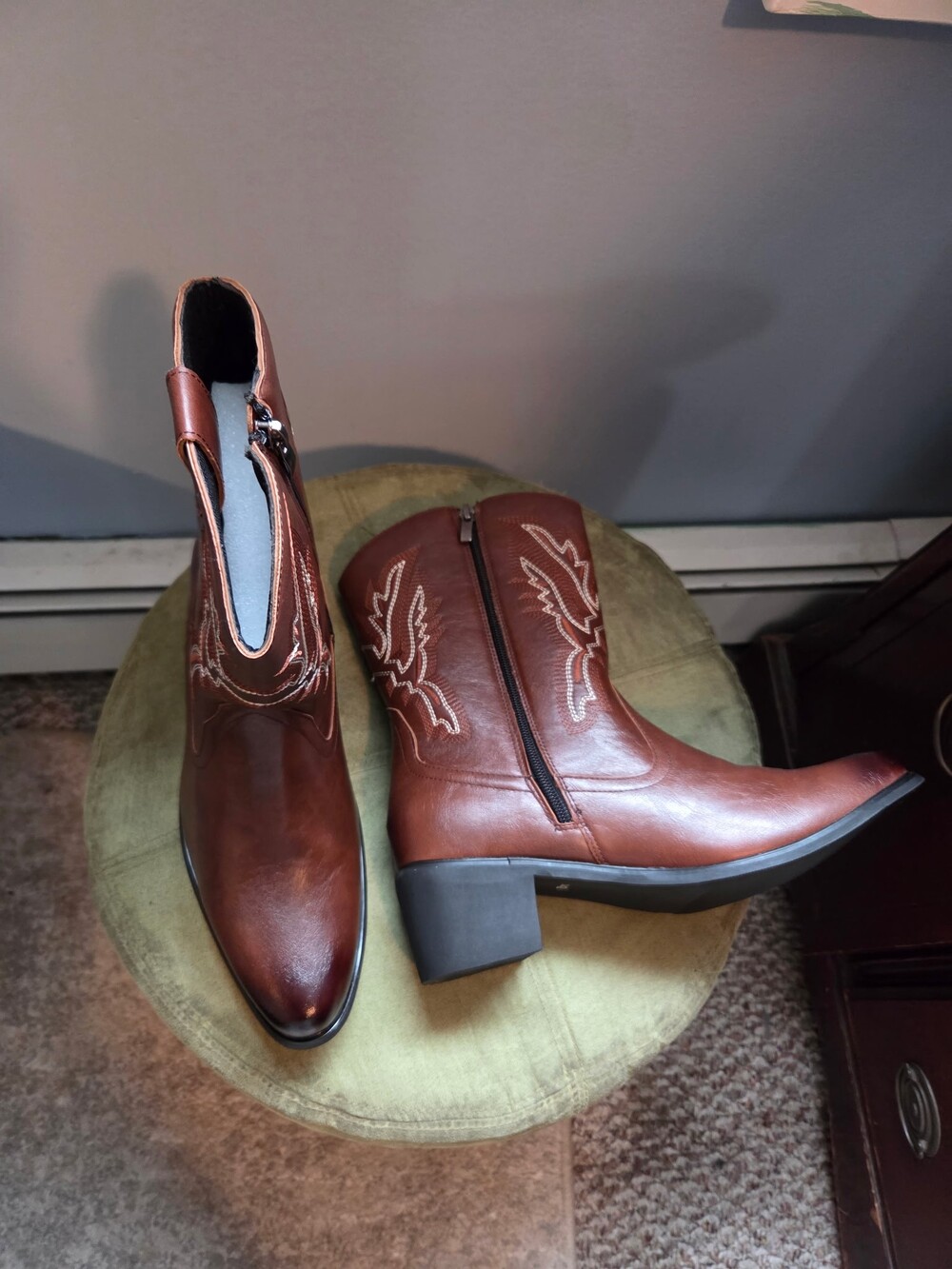 Women's Brown Heeled Western Boots New - Picture 4 of 5